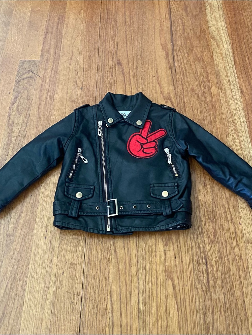 Lola + The Boys Black Patch Vegan Leather Jacket